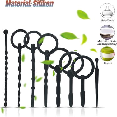 Розкішний набір з 8 уретральних розширювачів, силіконовий уретральний розширювач, багатофункціональні пробки, секс-іграшки, пеніс, стимуляція простати, еротична секс-іграшка для чоловіків, соло (чорний)