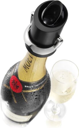 Пробка для шампанського з наливником і захистом від краплі, чорна, 18804606