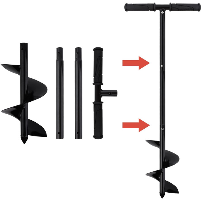 Набір садових ручних земляних шнеків Aedcbaide, Ø 150 мм Свердло для земляних отворів з нековзною ручкою Свердло для паль Свердло Спіральне свердло Швидка сівалка Земляний шнек Огорожа Бур для паль з інструментом для посадки дерев 150 мм
