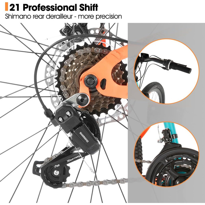 Гірський велосипед HILAND Clark 26 дюймів з повною підвіскою для чоловіків та жінок, 21 передача, подвійні дискові гальма, дорослий MTB велосипед, синій