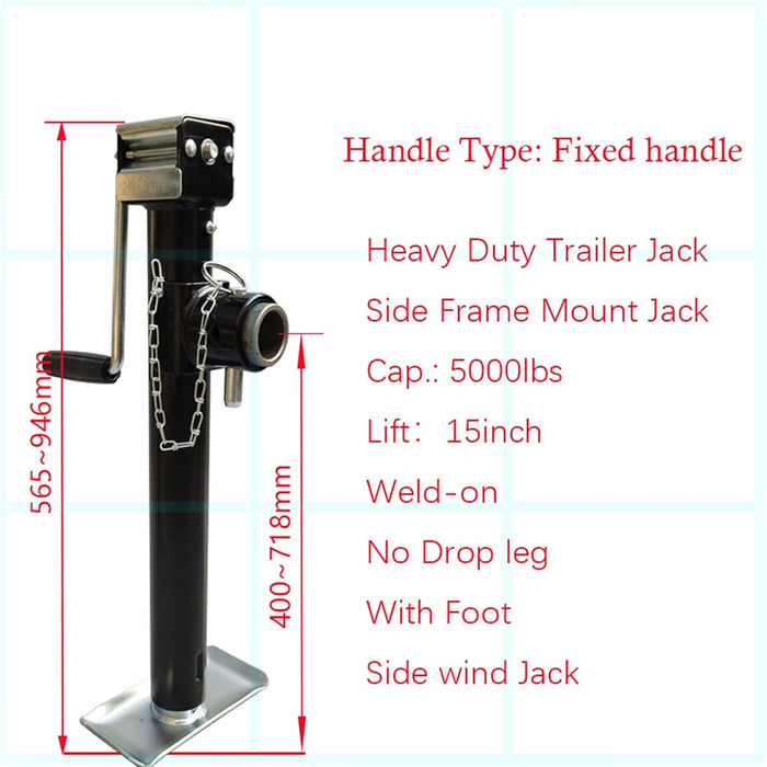 Важкий причіп Домкрат для причепа Домкрат для причепа Бічний вітер 5000 фунтів Кріплення на трубі Поворотні ніжки Домкрати Стабілізатор Запчастини для автофургонів Кемпер Караван Аксесуари для підйому та опускання будь-якого причепа (вільна ручка)