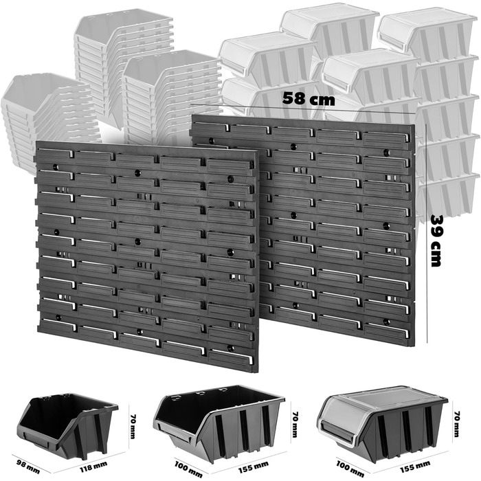 Настінний стелаж для майстерні KADAX, система зберігання 58x78 см, виготовлена з міцного пластику, стійкий до ультрафіолету, розширювані стінові панелі, стелаж для гаража (чорний, 50 шт. v2) 50 шт. v2 Чорний
