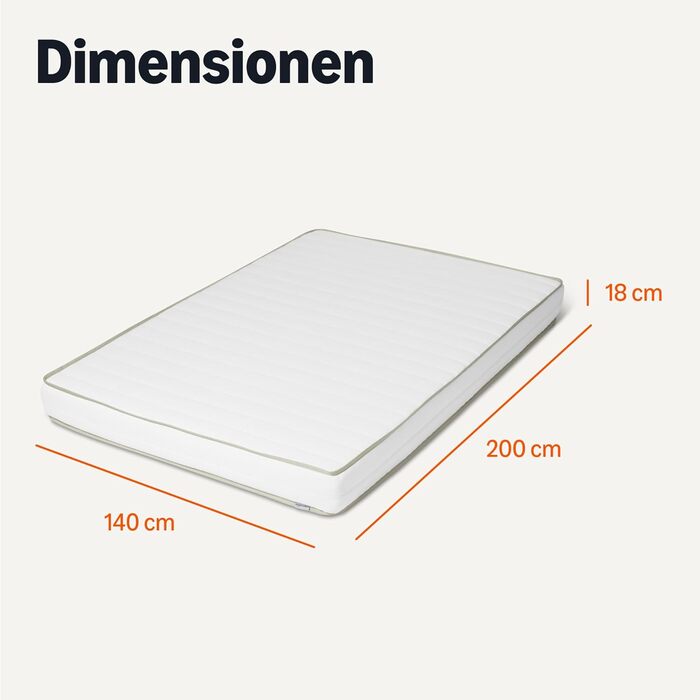 Матрац Storeo Basics Cold Foam, H2 та H3, знімний та пральний чохол, висота 18 см, розмір 140 x 200 см (Ш x Д x В) 140 x 200 x 18 см