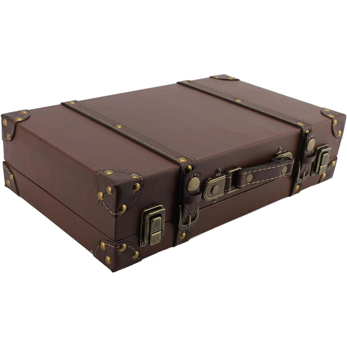 Ретро антикварна дерев&39яна валіза, декоративний футляр для багажу, міцна коробка для зберігання святкового реквізиту та фотореквізиту, матеріал коричневий, 34 x 20 x 8 см