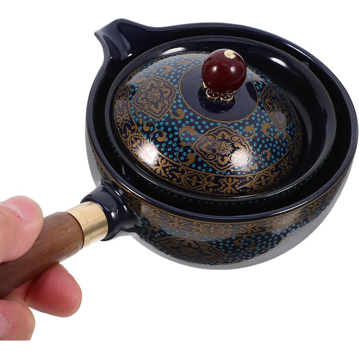 Набір китайського керамічного чайного посуду Toyvian синього кольору з зручною ручкою та легким очищенням, 1 комплект для домашнього чаювання в стилі Кунг Фу для справжньої насолоди чаєм.