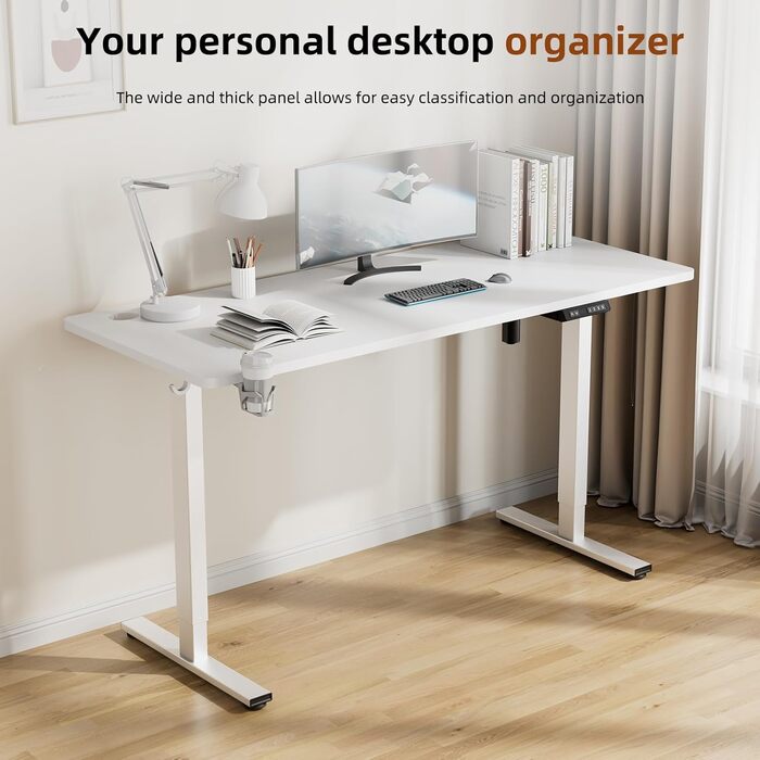 Стіл з регульованою висотою 140x70 см, швидка зарядка USB-A/Type C, електричний стіл з пам&39яттю нахилу та функцією відскоку (70119 см) 140x70 см білий
