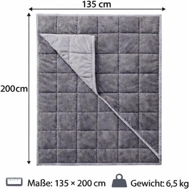 Обтяжена ковдра 6,5 кг 135x200 см зі скляними намистинами, можна прати в пральній машині, 100 бавовна, дихаюча для кращого сну