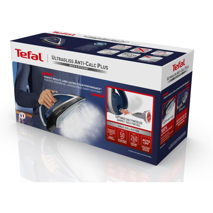 Парова праска Tefal FV6846E1 Ultragliss Plus проти накипу 2800 Вт знімний колектор для накипу 50 г/хв. безперервна подача пари 260