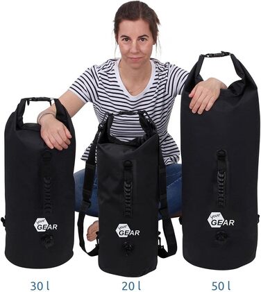 Ваш гермомішок GEAR 20 л 30 л Водонепроникний рюкзак 50 л Сухий мішок Речовий мішок Сумка Dunnage з плечовими ременями, ручкою для