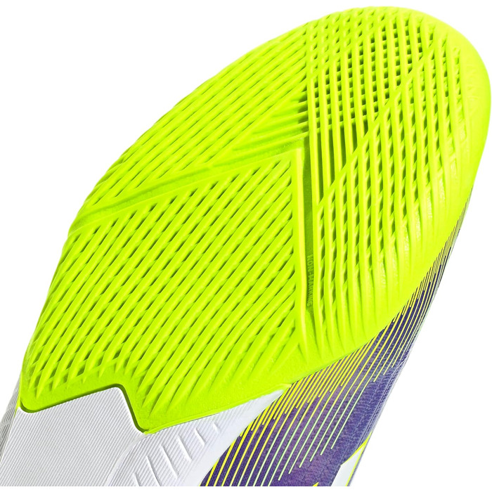 Футбольне взуття adidas Unisex Kids F50 League Kids IN, розмір 37 1/3 EU, фіолетовий, колір Rush, хмара, білий, яскравий, лимонний