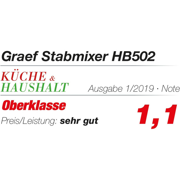 Ручний блендер Graef HB502EU 800 Вт насадка для збивання, функція турбо чорний