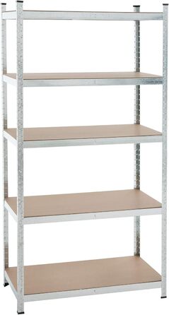 Стелаж ESTEXO, стелажі для зберігання, 21 модель на вибір, надміцні стелажі, стелажі для підвалу, стелажі для майстерні, стелажі для робочого столу, гаражні стелажі (оцинковані / 200x100x50см / 875кг)