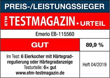 Найкраща яйцеварка Emerio EB-115560 готує всі три рівні приготування м'якийсереднійтвердий лише за одне приготування з ідеальним результатом і голосовим виходом, унікальна за технікою та дизайном, Модель 2022 Білий (Модель 2022) Одинарний