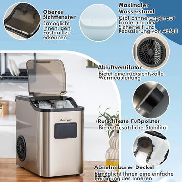 Льодогенератор COSTWAY 24 кг на день Подрібнений льодогенератор, льодогенератор Льодогенератор з таймером лопати, резервуар для води на 2,5 л, функція самоочищення