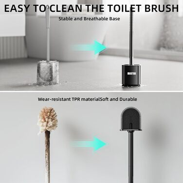Щітка для туалету силіконова, щітка для туалету з силікону зі швидковисихаючим тримачем, антибактеріальна щітка для туалету та три
