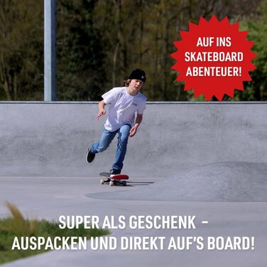 Комплектний скейтборд Скейтборд для дорослих, підлітків та дітей від 9 років, для початківців та досвідчених райдерів, потрійний класичний логотип, чорний колір, 7.75&39