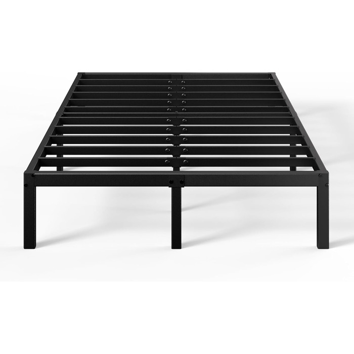 Каркас ліжка Zinus Elias 140x200 см - Металеве ліжко 140x200 з металевою рейковою основою - Платформа заввишки 36 см з простором під нею - Не потрібна пружинна основа - Легке складання - Чорний