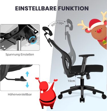 Ергономічне офісне крісло Storeo Imp, XL, до 150 кг, сітка, чорне