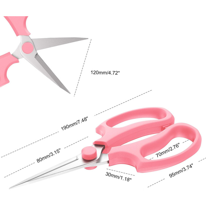 Квіткові ножиці Housolution Pointed, 3 шт., міцні квіткові ножиці, садові ножиці преміум-класу з сталі, ножиці для квітів, плодового листя, ручні ножиці, інструмент для обрізки садівництва та аранжування квітів, колір авокадо, рожеві (показано - рожеві, 3