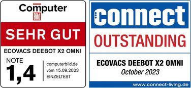 Робот-пилосос ECOVACS DEEBOT X2 OMNI з функцією миття підлоги 8000 Па, тонкий квадратний дизайн, система підйому швабри 15 мм, сам