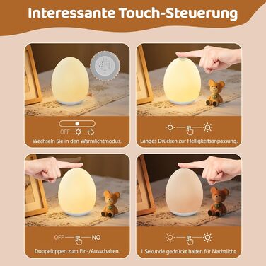 Нічник MediAcous, нічник, нічник для дітей/немовлят з 8 кольорами та лампочкою для годування, регульована яскравість, USB-світлодіодний нічник з таймером 1 година та сенсорним керуванням, прикраса для кімнати немовлят та малюків (білий)