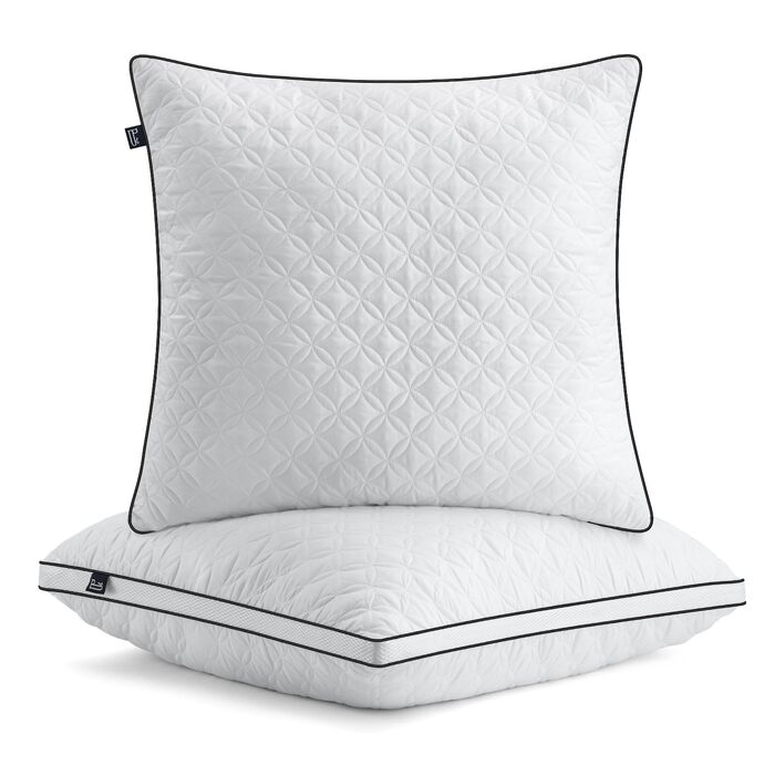 Подушки BedStory 80x80 см, 2 шт., подушки для сну виготовлені з 2 мікрофібр 1500 г, дихаючі та пральні подушки, ідеально підходять для глибокого та спокійного сну, сертифіковані Oeko-Tex, білі та чорні, 80x80 (2 шт.)