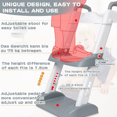 Дитяче сидіння для унітазу MULEVIP, дитячий унітаз, сидіння для унітазу для малюків зі сходами, дитяче сидіння для унітазу, регуль