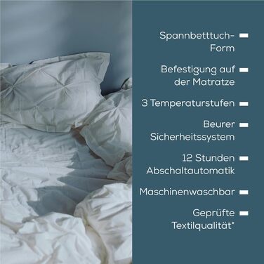 Підогріта підковдра Beurer UB 74, електрична нагрівальна ковдра з автоматичним вимкненням та захистом від перегріву, нагрівальна ковдра у формі практичного простирадла на резинці з 3 температурними режимами, яку можна прати, 200 x 100 см 200 x 100 см прос