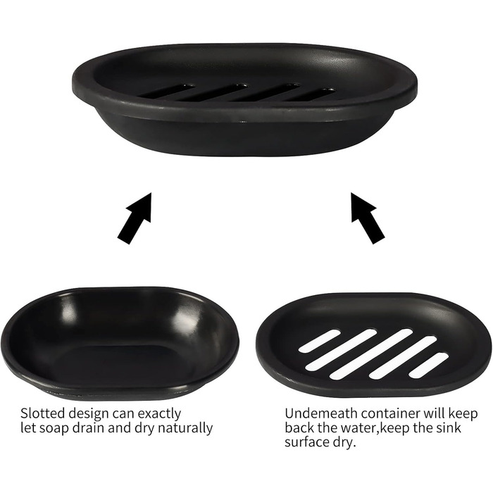 Практична мильниця Topsky в упаковці 2 шт. легко миється, зберігає мило сухим, ідеально підходить для ванної та кухні (чорна)