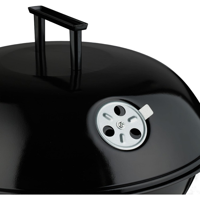 Вугільний гриль-куля, діаметр 44 см, решітка для грилю, гриль-куля з попільником, вугільний гриль на колесах, BBQ, чорний