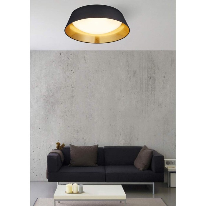 Стельовий LED-світильник Reality Ponts R62871879, білий акрил, тканинний плафон чорний/золотий, 18 Вт, діаметр 35,5 см, чорний/золотий