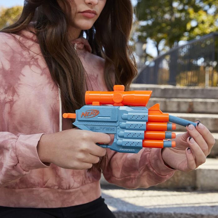 Бластер NERF Elite 2.0 Commander RD-6, 12 дротиків, обертовий барабан на 6 дротиків, вставні рейки Tactical Rail, точки кріплення, різнокольоровий, 6,7 х 36,2 х 24,1 см, для хлопчиків та дівчаток