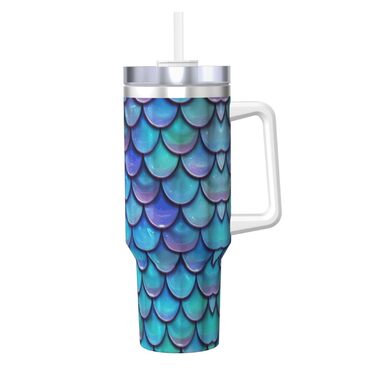 Велика кружка з ручкою для щоденного використання, кружка Eisbully, гаряча/холодна, пляшка для дорожньої кави, дизайн русалки, бірюзовий колір