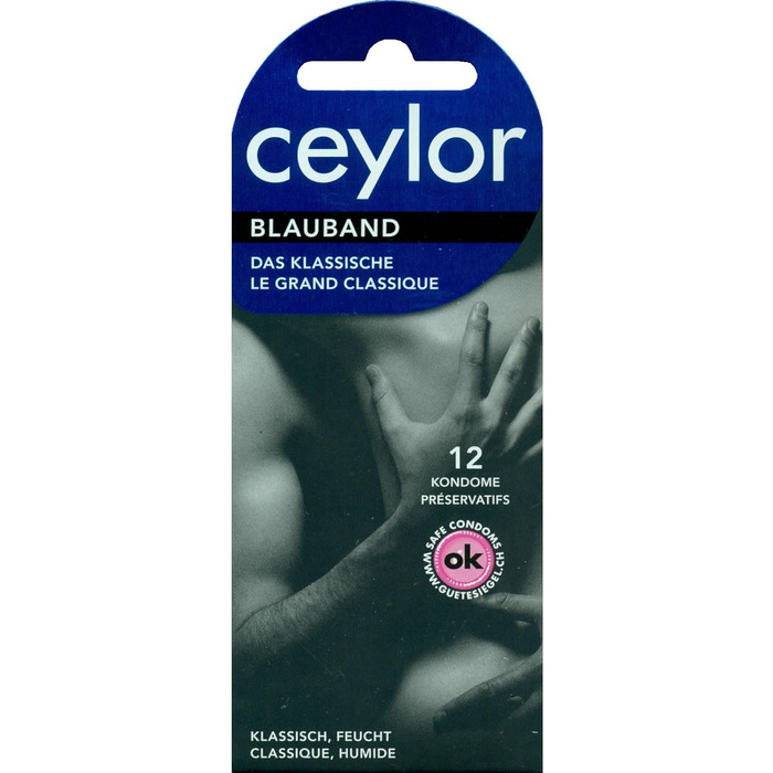 Презервативи Ceylor Blue Band 12 зі зволожуючим мастилом, упаковані в гігієнічну бляшанку, легко відкриваються, швидше наносяться, преміальна якість зі Швейцарії