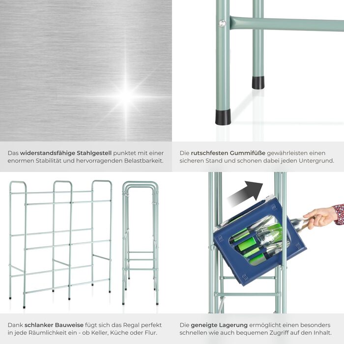 Стійка для ящиків для напоїв tectake, міцна окремостояча полиця, стійка для ящиків, полиця для коробок, стійка для ящиків для напоїв, для кухні, полиця для підвалу, полиця для зберігання, вантажопідйомність на ящик 40 кг (на 6 ящиків) 401728