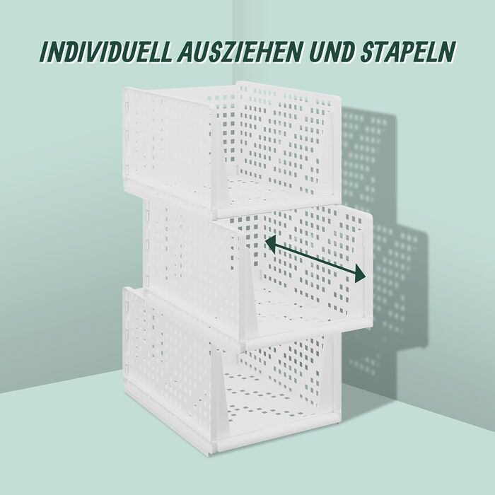 Комплект органайзерів для гардеробу Relaxdays із 3 предметів, коробки для зберігання речей, що штабелюються, 24,5x33,5x43,5 см, розсувні, білі, великі