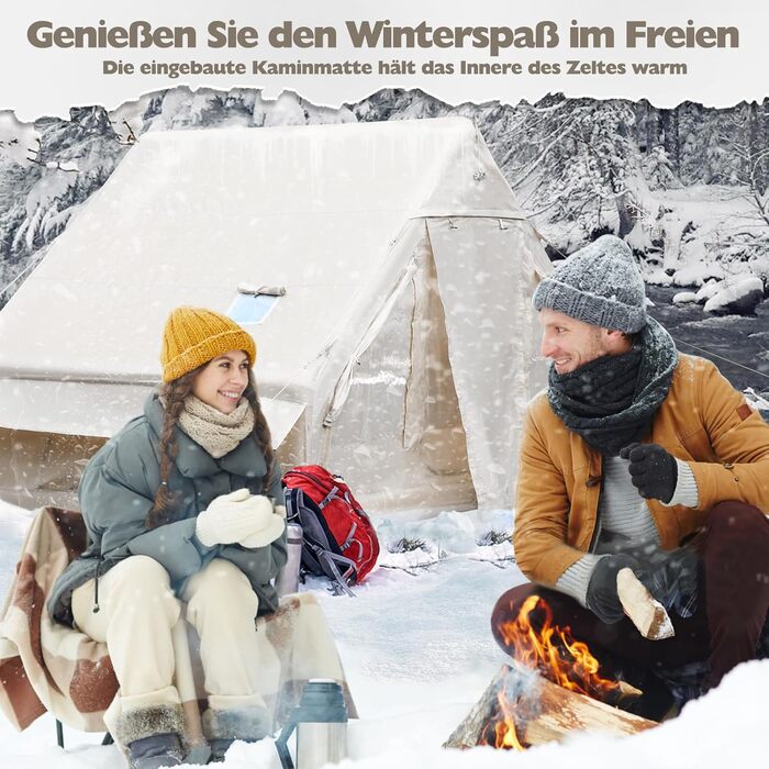 Надувний кемпінговий намет з димохідним отвором та мансардним вікном, надувний намет для 2-10 осіб з повітряним насосом, надувний намет з водонепроникної тканини Оксфорд для всіх сезонів, швидке встановлення, повітряні намети для 2-4 осіб/300 см x 210 см 