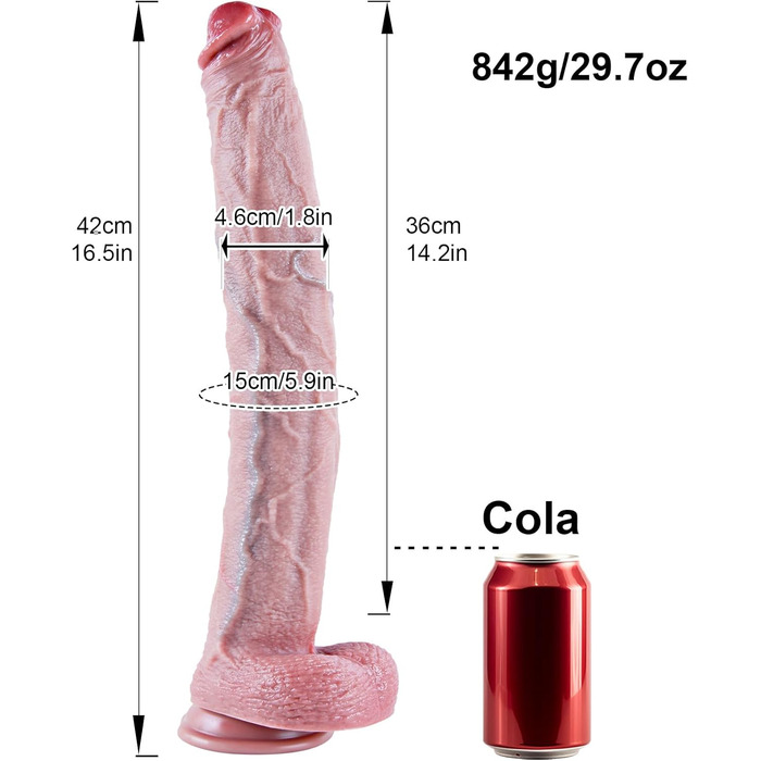 Надзвичайно довгий гігантський фалоімітатор, реалістичний силіконовий фалоімітатор, товстий з сильною присоскою, гігантський пеніс XXXL, для масажу клітора, піхви та точки G, широкий стимулятор пеніса для чоловіків та жінок, тілесного кольору, 42