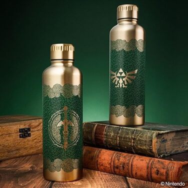 Офіційно ліцензована металева пляшка для води Paladone Tears of the Kingdom Zelda, декор та подарунок для фанатів геймерів, аксесуар для ігрового столу для всіх вікових груп, колекційний посуд для напоїв.