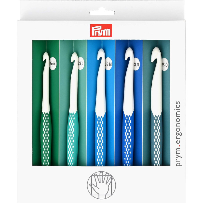 Великий (7 мм, L, M, N, O) набір гачків, різнокольоровий, 57183 Ergonomics Crochet Hook Value Pack