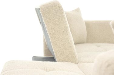 Диван-ліжко з регульованим кутом нахилу, золоті ніжки, подушки та бічні кишені для зберігання речей, бежевий