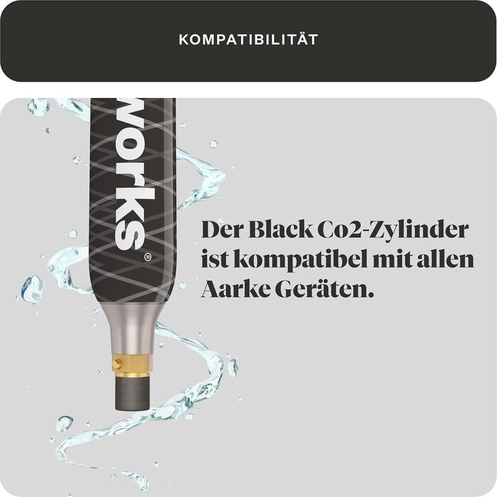Водопровідна чорна 3 x CO2 циліндр I підходить для виробників газованої води Aarke, Grohe Blue і Brita I для заповнення до 60 л