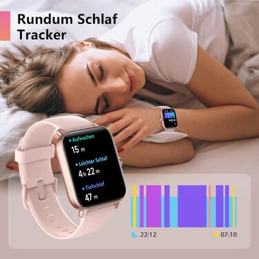 Жіночий смарт-годинник із функцією телефону, вбудованою Alexa, фітнес-годинник 1,8 дюйма з монітором серцевого ритму, SpO2, сну, стресу, понад 100 спортивних режимів, водонепроникний годинник IP68 для Android та iOS (рожевий)