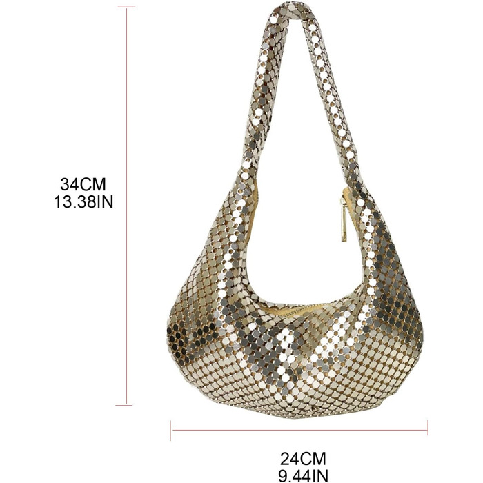 Жіноча сумка на вечірку, клатч з металевими паєтками, золота однотонна сумочка на ланцюжку