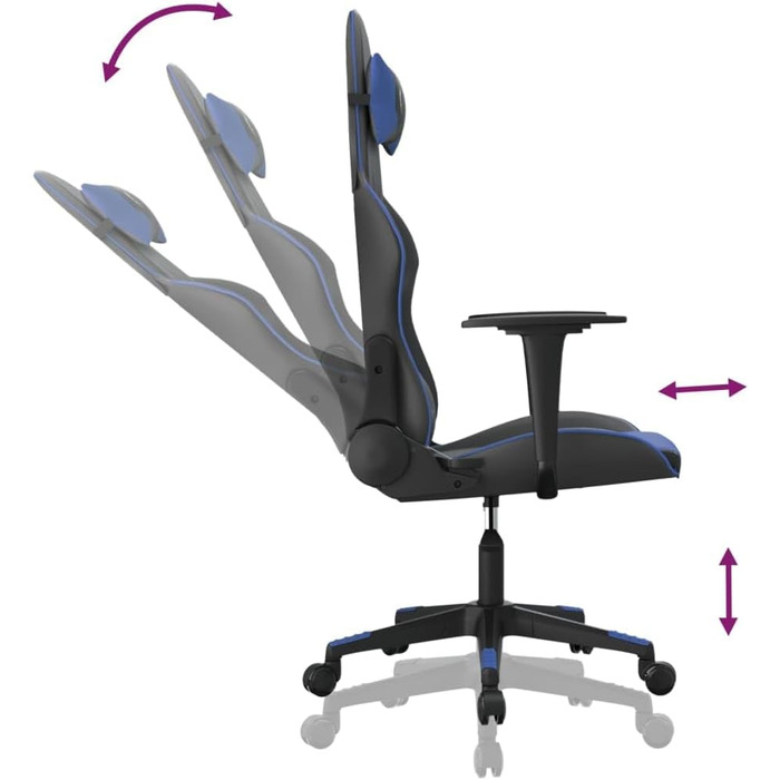 Ігрове крісло INLIFE чорно-синє зі штучної шкіри, Меблі, Крісла, Ігрові крісла, Сині, 15,2 кг, 3143687