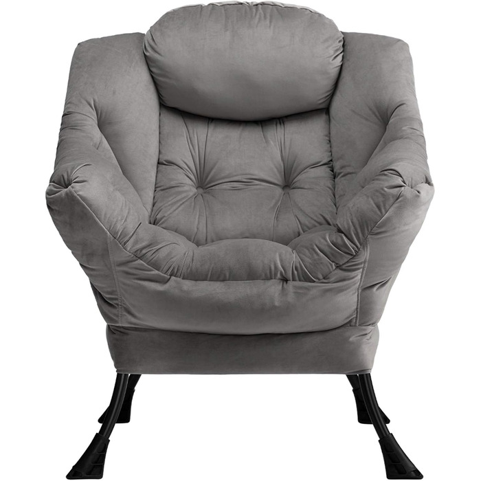 Крісло HollyHOME з відкидною спинкою, Вітальня та спальня, Оксамитове крісло-реклайнер, Крісло для читання, Крісло, Крісло для відпочинку, Темно-сірий, Темно-сірий 2