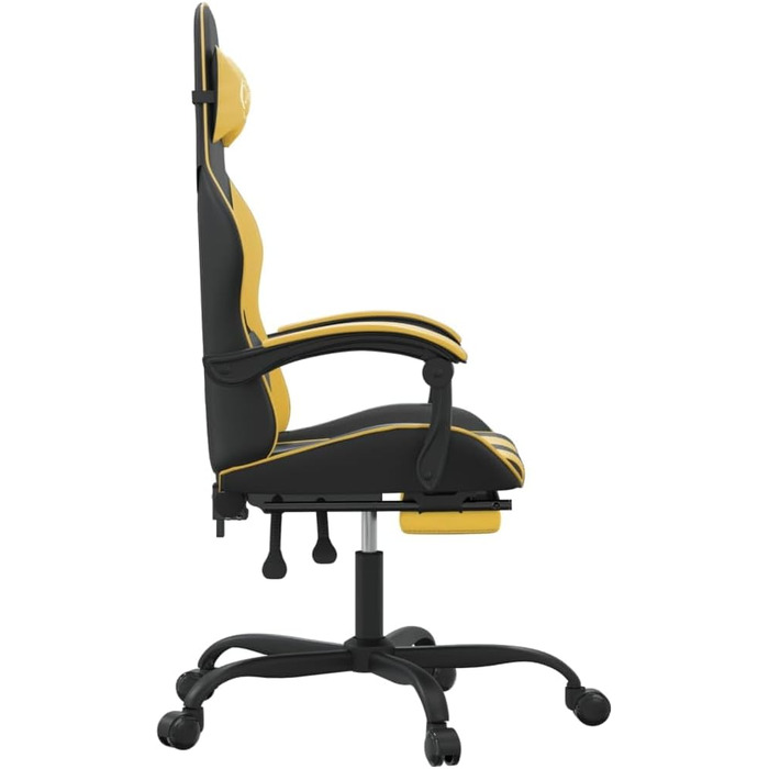 Геймерське крісло, офісне крісло, з підставкою для ніг, чорно-золотий колір, штучна шкіра