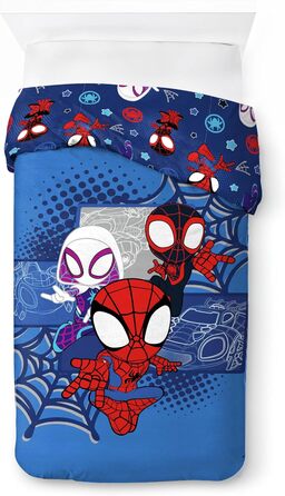 Комплект підковдри для однієї людини - включаючи наволочку 50x70 бавовна, теплу постільну білизну Marvel синього кольору - Павук і