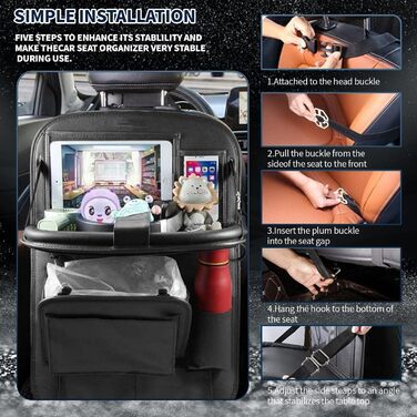 Автомобільний органайзер на заднє сидіння ONISMEZ 2 шт. з піддоном, автомобільний органайзер на заднє сидіння зі складним тримачем