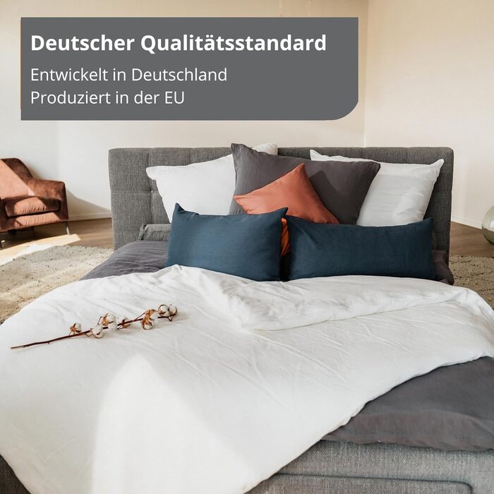 Улюблена готельна подушка, жорстка, 40x80 см, регульована по висоті подушка, 100 бавовна з сірою окантовкою, зроблено в ЄС, сертифікована Oeko-TEX, можна прати при температурі до 60 градусів, жорстка, 40 x 80 см